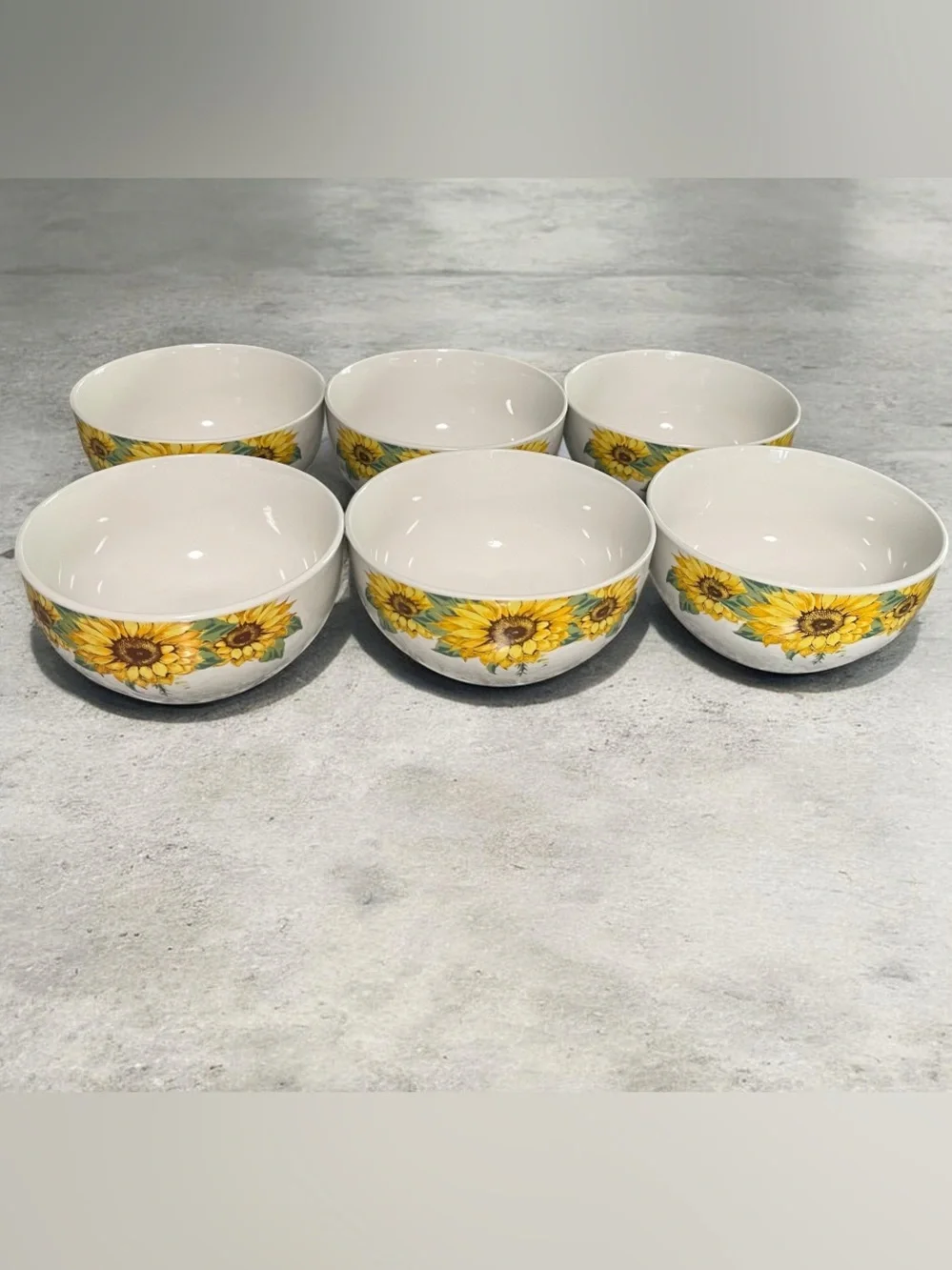 Royal Norfolk 6 Sunflower Cereal Bowls Fall Floral Country Boho Cottagecore